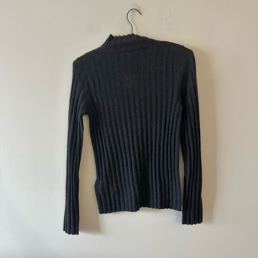 NEW Madewell Alpaca Blend Mock Neck Sweater Ribbed Black Sheer XS - Picture 2 of 7